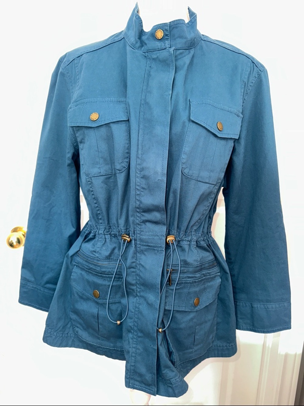 L.L. Bean Teal Blue Drawstring-Waist Utility Jacket - Women XLP cottagecore